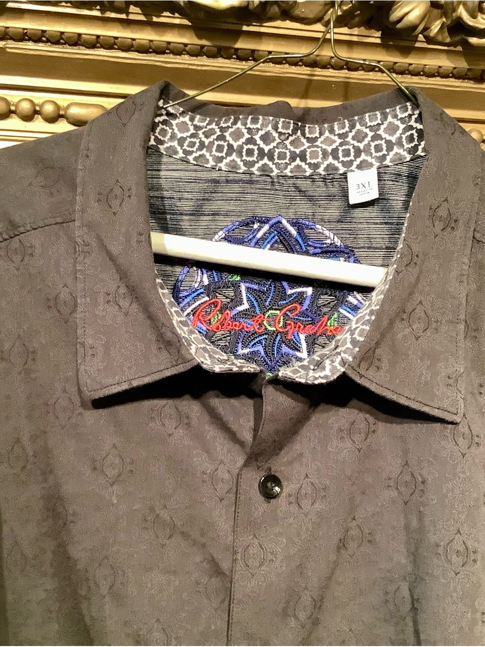 Robert Graham Shirt Black Classic Fit Long Sleeve Paisley Flip Cuffs - Men's 3XL